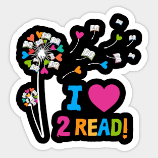 Dandelion I Love To Read Cute Heart Reading 2 read Sticker